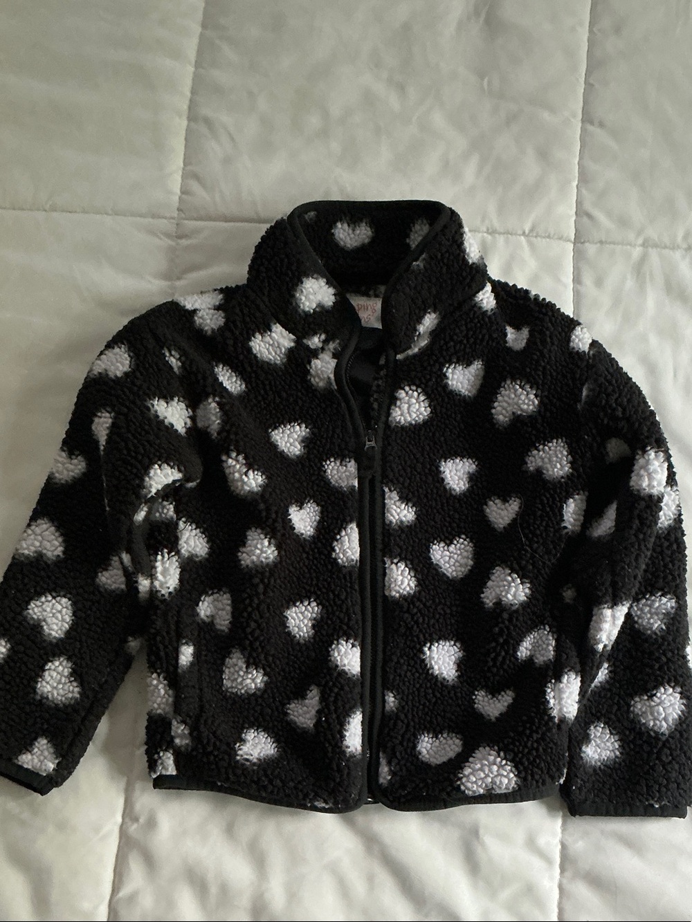 jumping beans Black and White Heart Sherpa Puffer Jacket